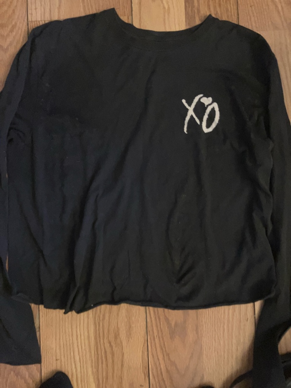 Black Long Sleeve Shirt with White "XO" Chest Graphic